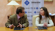Signatura conveni: Lloren Huguet i Neus Truyols - Foto A.Costa/UIB