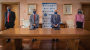 Acte de signatura: Vicens Canals, Lloren Huguet, Gabriel Sampol i Carme Sampol - Foto: A.Costa/UIB
