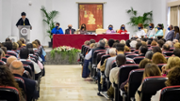 Paraules de benvinguda al claustre universitari a crrec del Rector - Foto: A.Costa/UIB