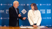 El doctor Maurici Mus, vicerector de Gesti i Poltica de Postgrau i Formaci Permanent, i la senyora Brbara Barcel, directora de l'IBESTAT - Foto: A.COSTA/UIB