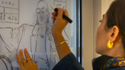 Mural illustrat a m en directe a crrec de l'artista Malen Company - Foto: A.Costa/UIB